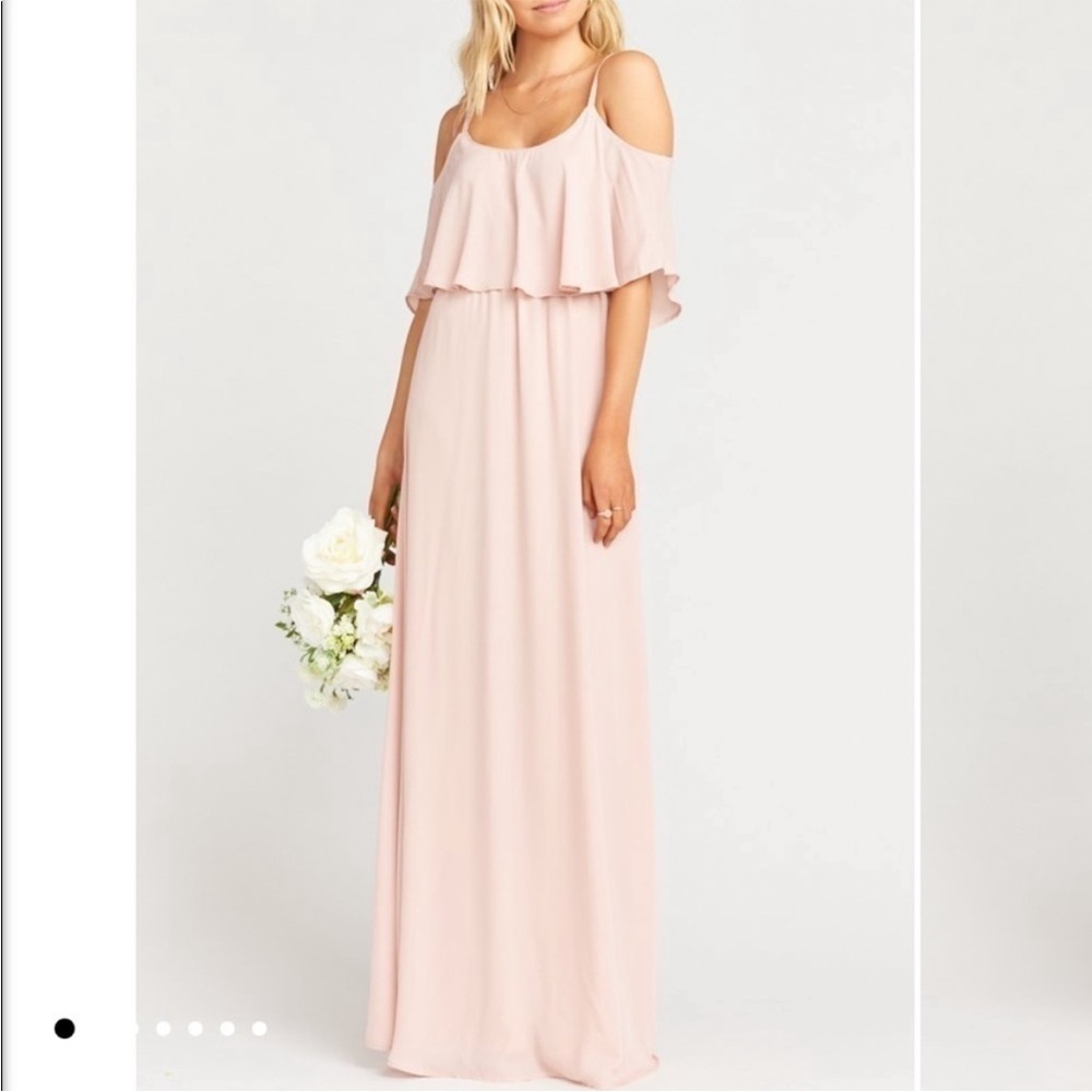 Show Me Your MuMu Soft Pink Caitlin Ruffle Maxi Bridesmaid Dress. NWT
